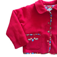 Veste polaire fleurie rouge - 4 ans