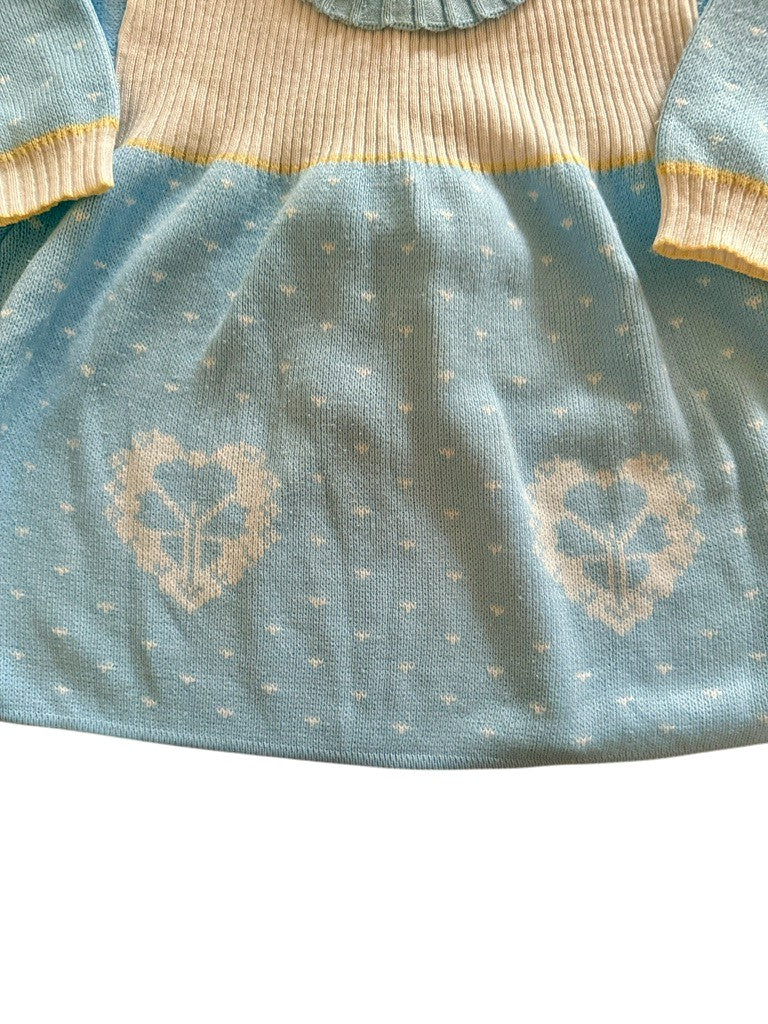 Robe bleu collerette maille - 18/24 mois