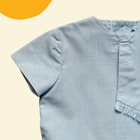 Robe pied de poule bleue années 60 - 24 mois