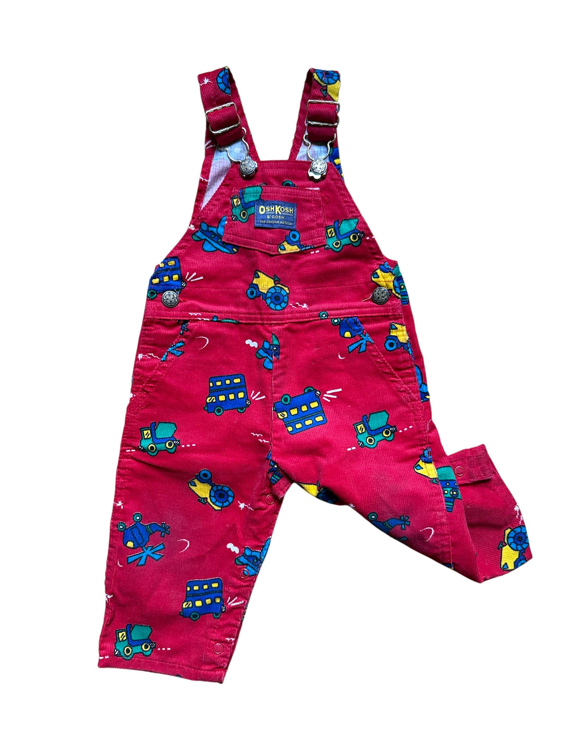 Salopette velours vehicules rouge - 12 mois