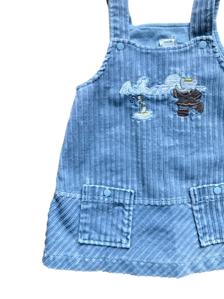 Robe salopette velours côtelé bleue - 12 mois