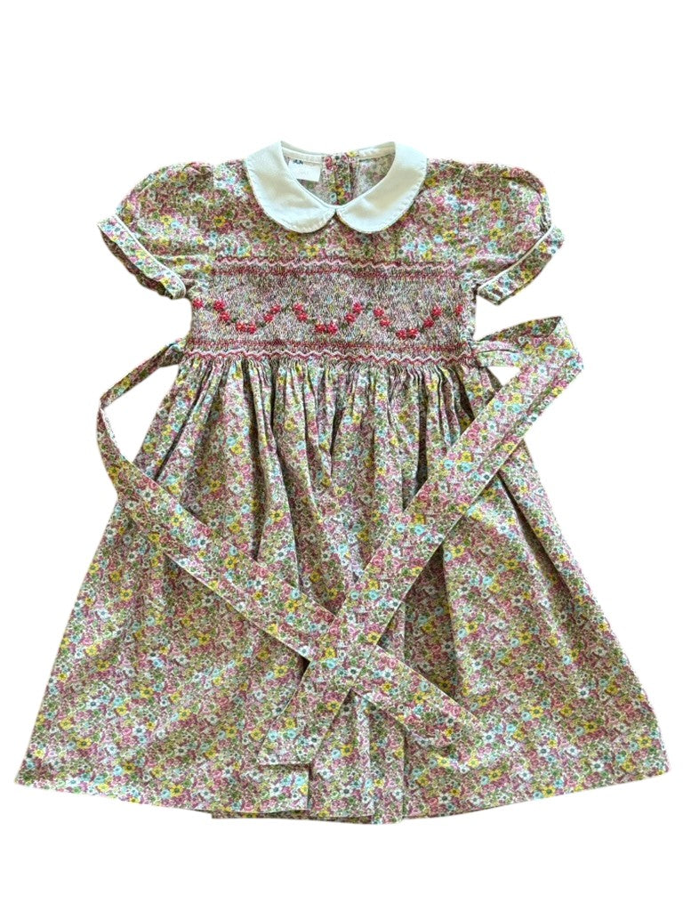Robe fleurie smockée col claudine - 3 ans