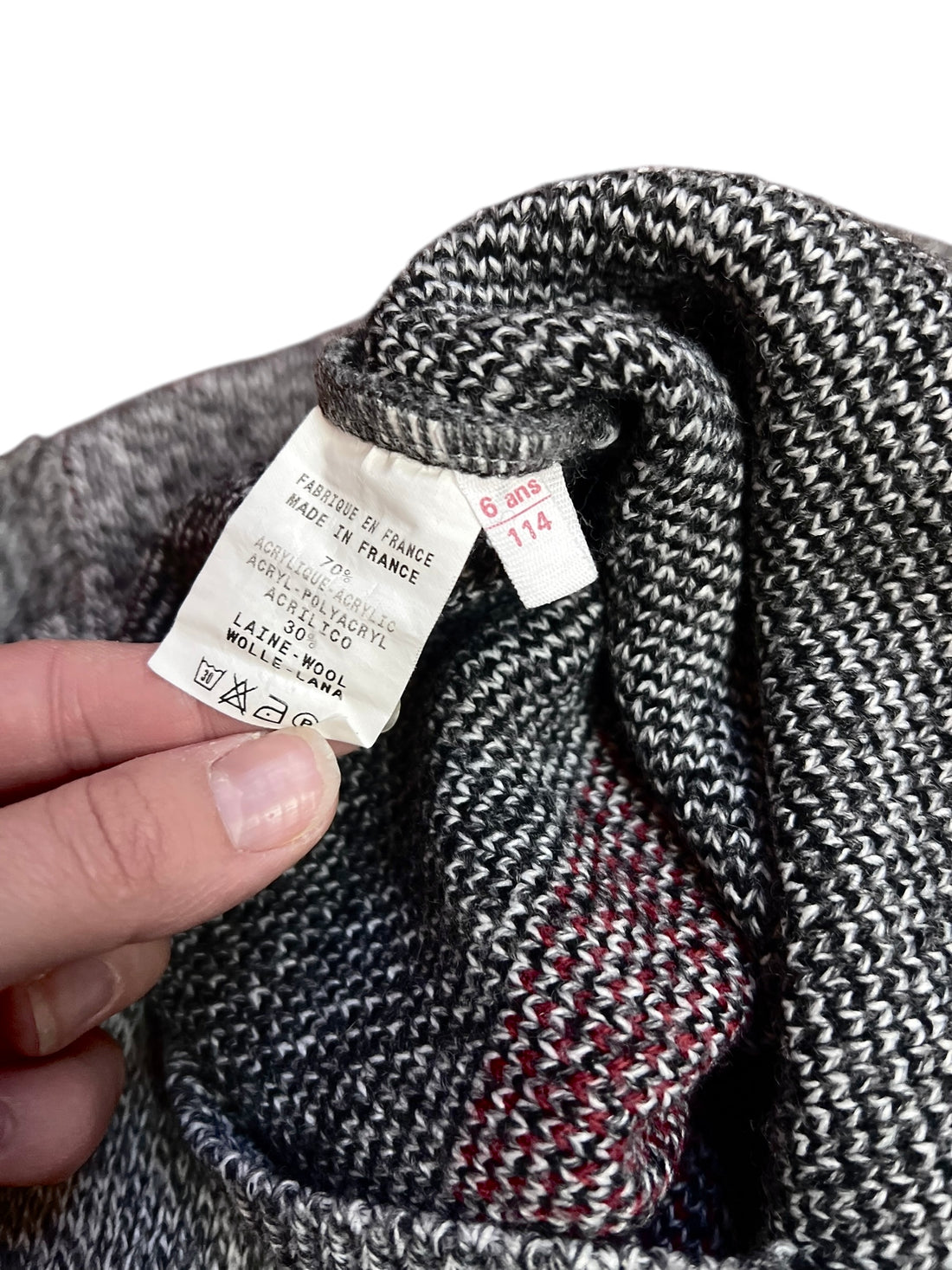 Pull gris chiné damiers - 6 ans