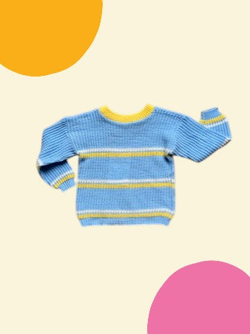 Pull ajouré bleu et jaune - 18/24 mois