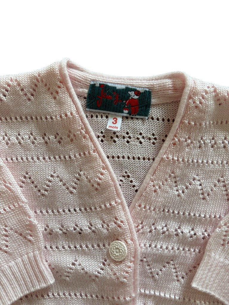 Cardigan mailles ajourées rose - 3 mois