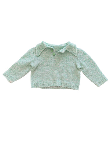 Pull maille col ouvert vert - 12 mois