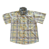 Chemisette carreaux bi-matière bleue - 8 ans