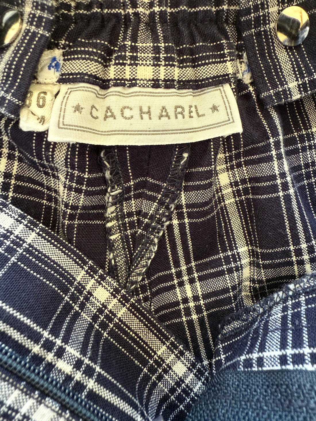 Short bretelles carreaux marine - 4 ans