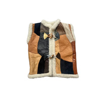 Gilet patchwork laine et cuir - 4/5 ans