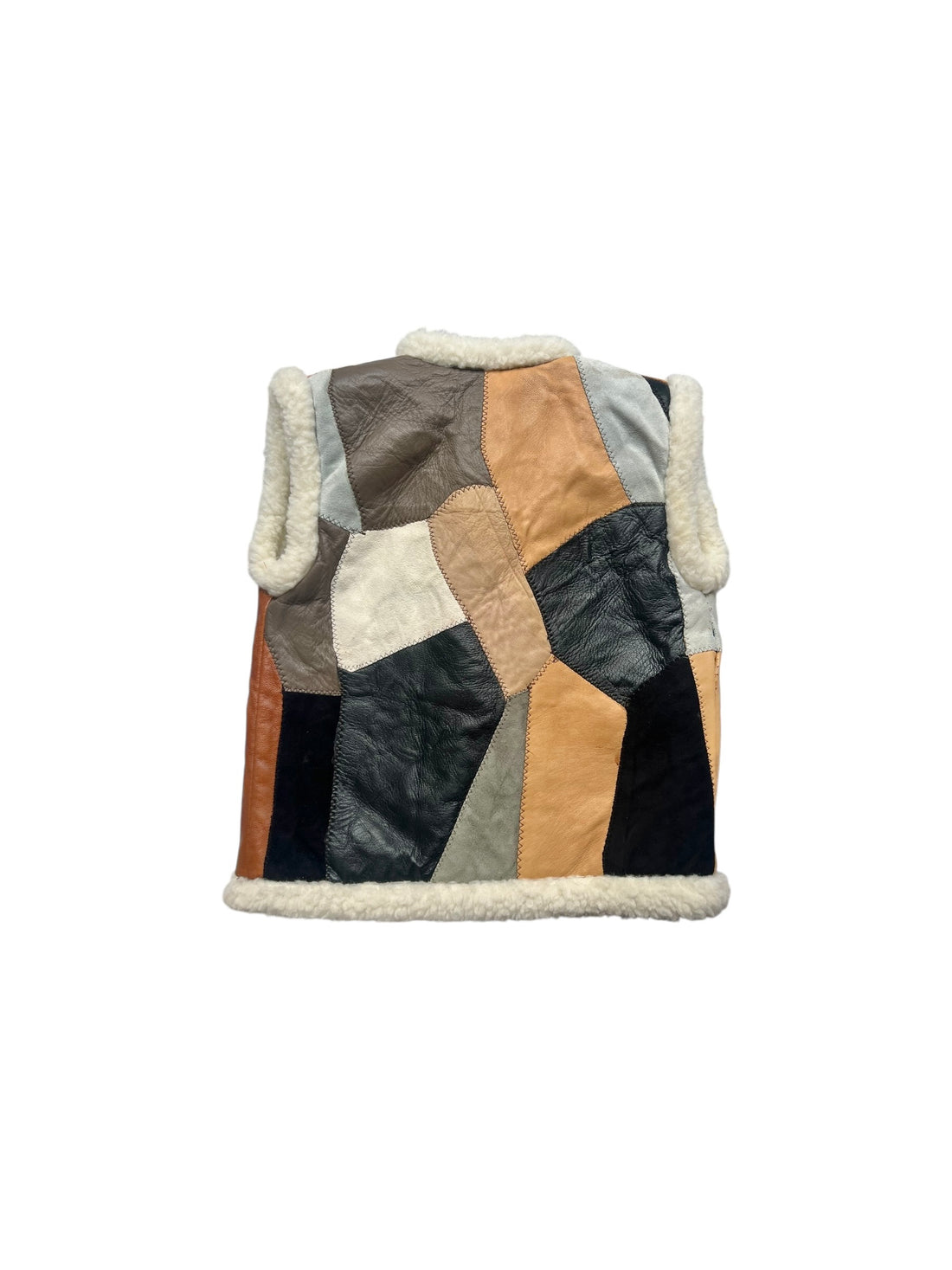 Gilet patchwork laine et cuir - 4/5 ans