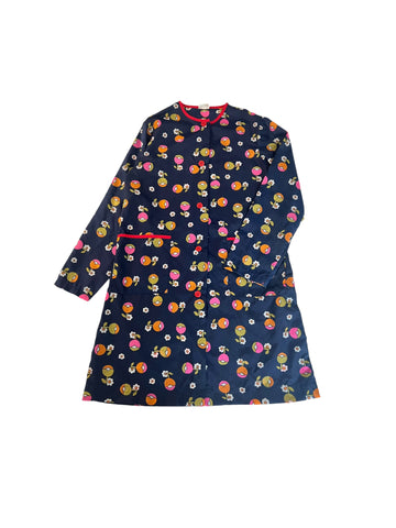 Blouse d'école fleurs marine - 8 ans