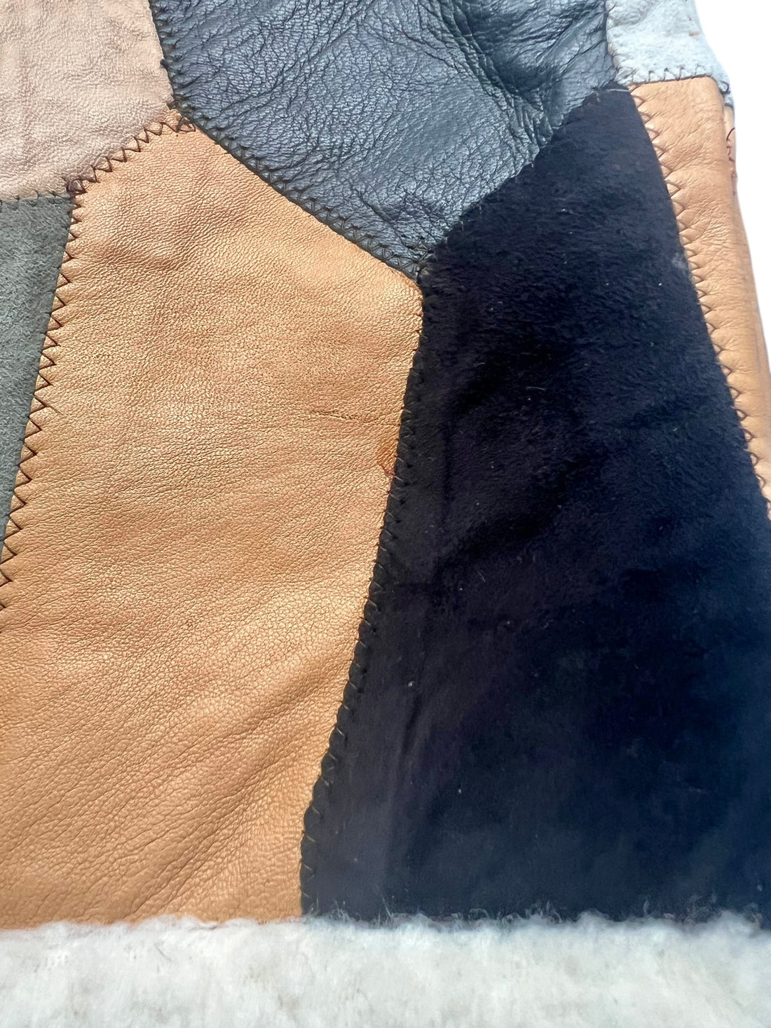 Gilet patchwork laine et cuir - 4/5 ans