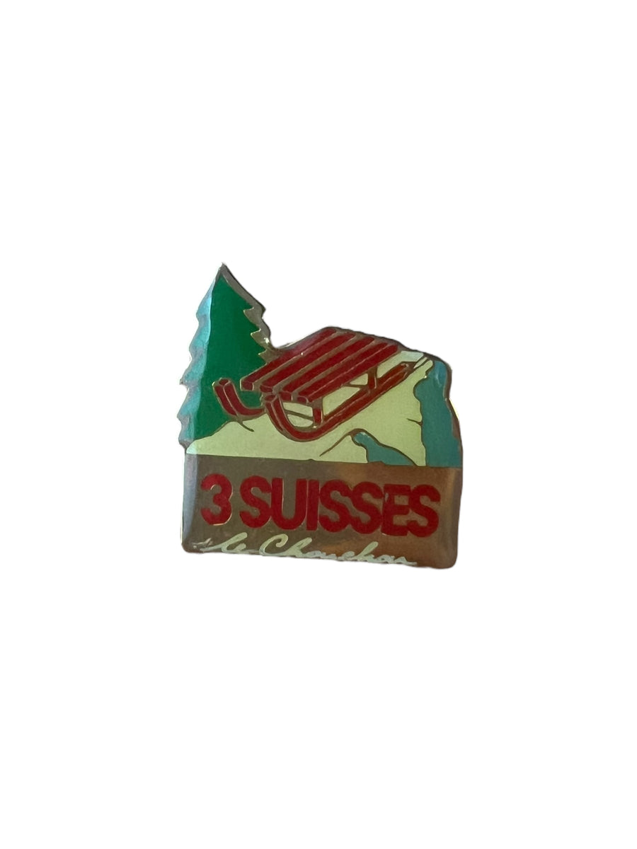 Pin's 3 Suisses luge 1992