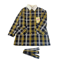 Blouse d'école tartan jaune et bleu - 5 ans