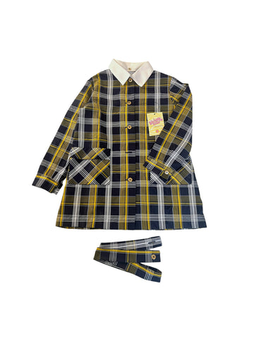 Blouse d'école tartan jaune et bleu - 5 ans