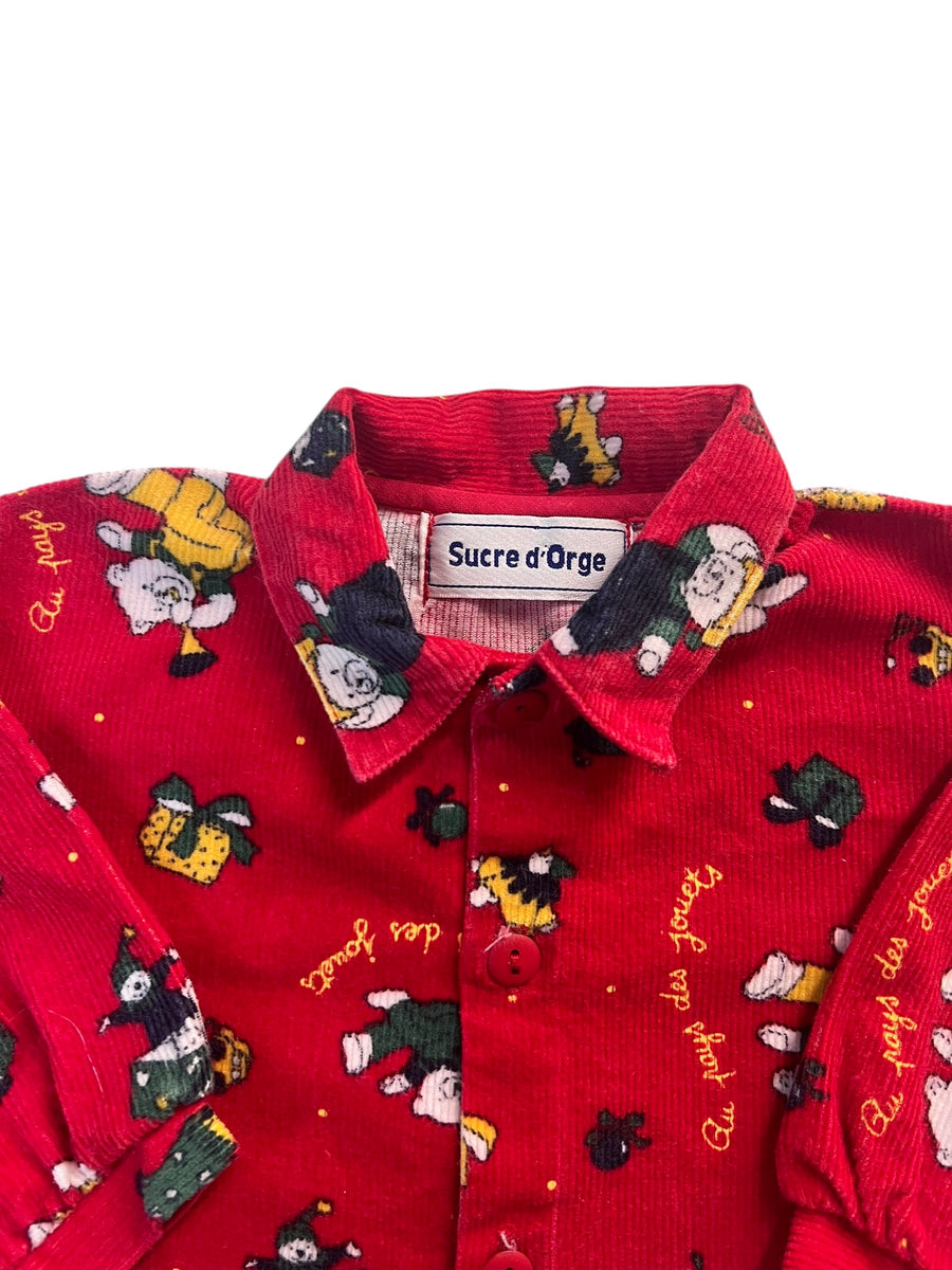 Chemise velours nounours de Noël - 6 mois