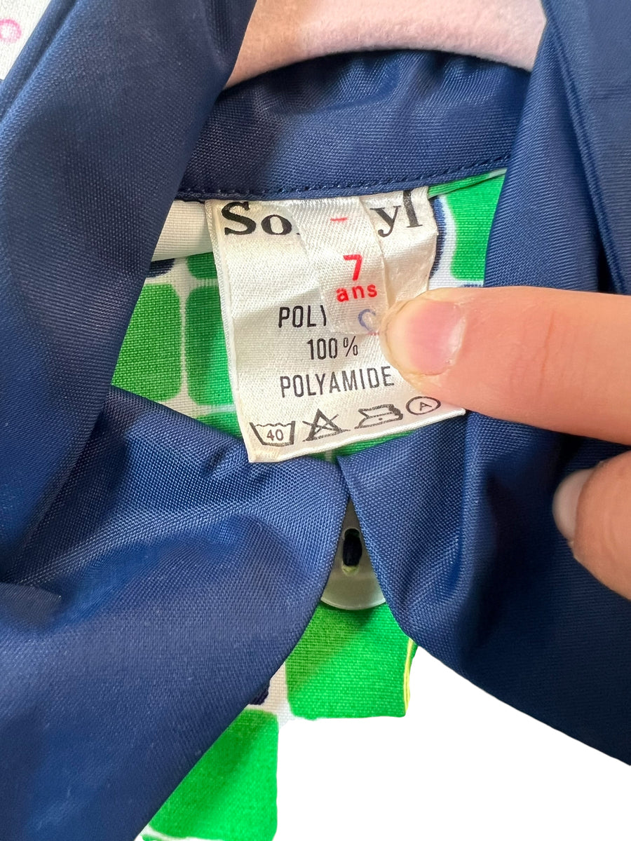 Blouse d'école géométrique verte - 7 ans