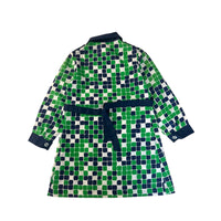 Blouse d'école géométrique verte - 5 ans