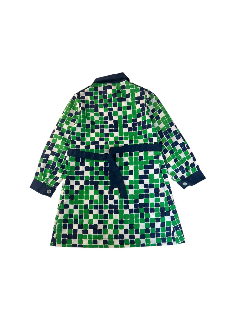 Blouse d'école géométrique verte - 7 ans