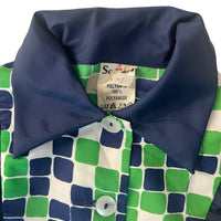 Blouse d'école géométrique verte - 5 ans