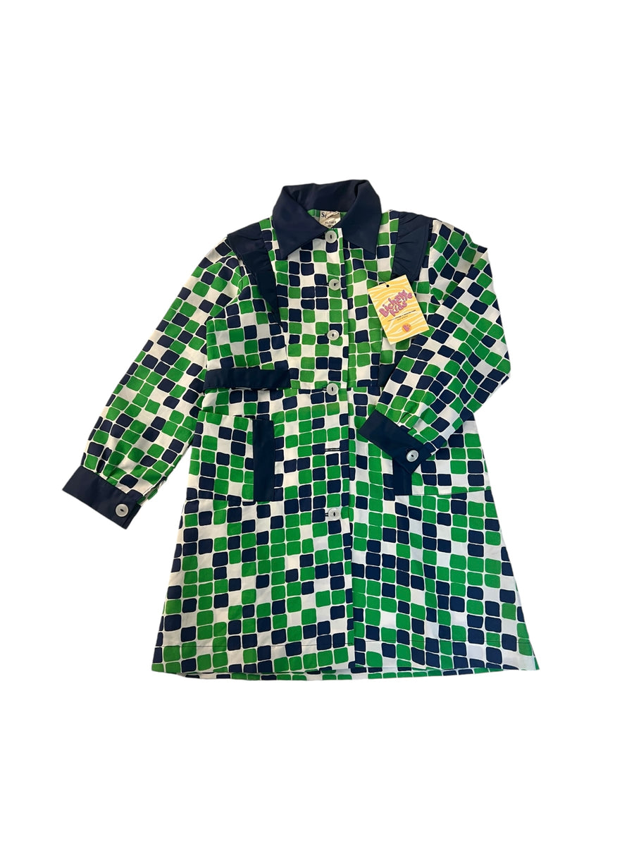 Blouse d'école géométrique verte - 5 ans