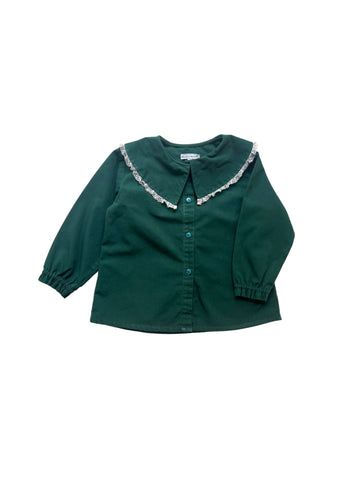 Chemisier col dentelle vert - 3 ans