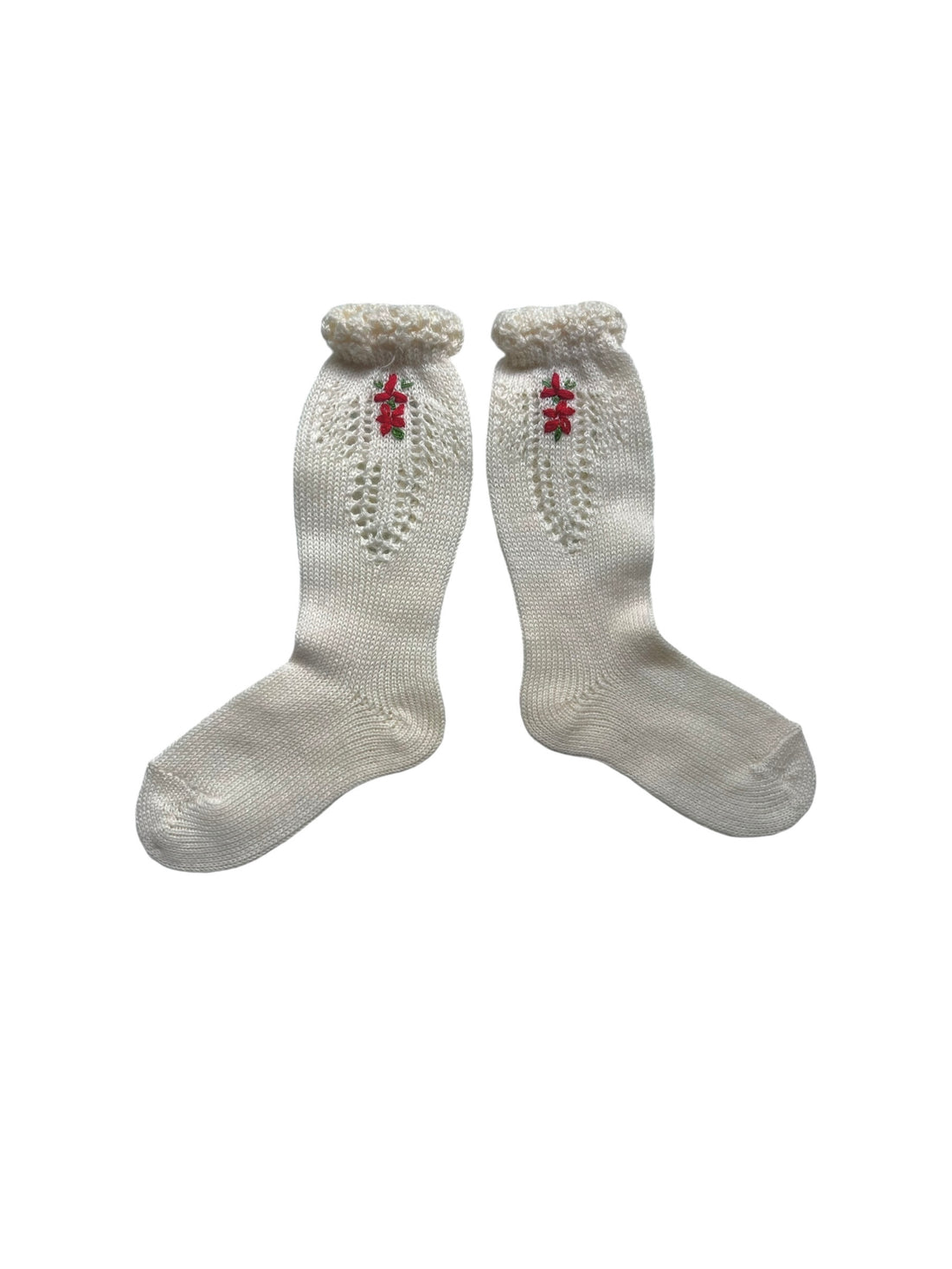 Chaussettes fleurs rouges - pointure 23/26