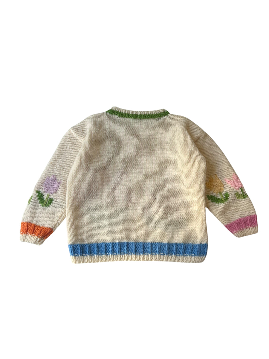 Pull brodé fleuri - 3 ans