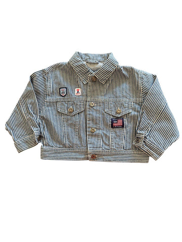 Veste jean rayée patch - 12 mois