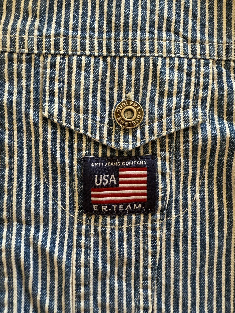 Veste jean rayée patch - 12 mois