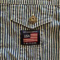 Veste jean rayée patch - 12 mois