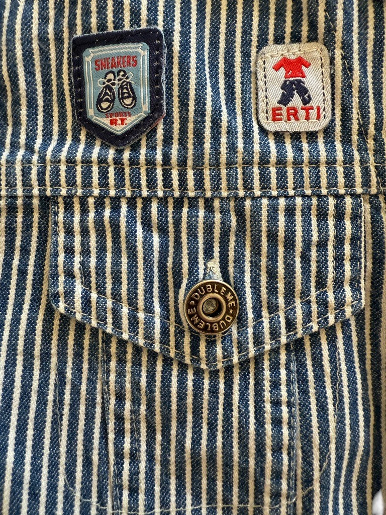 Veste jean rayée patch - 12 mois