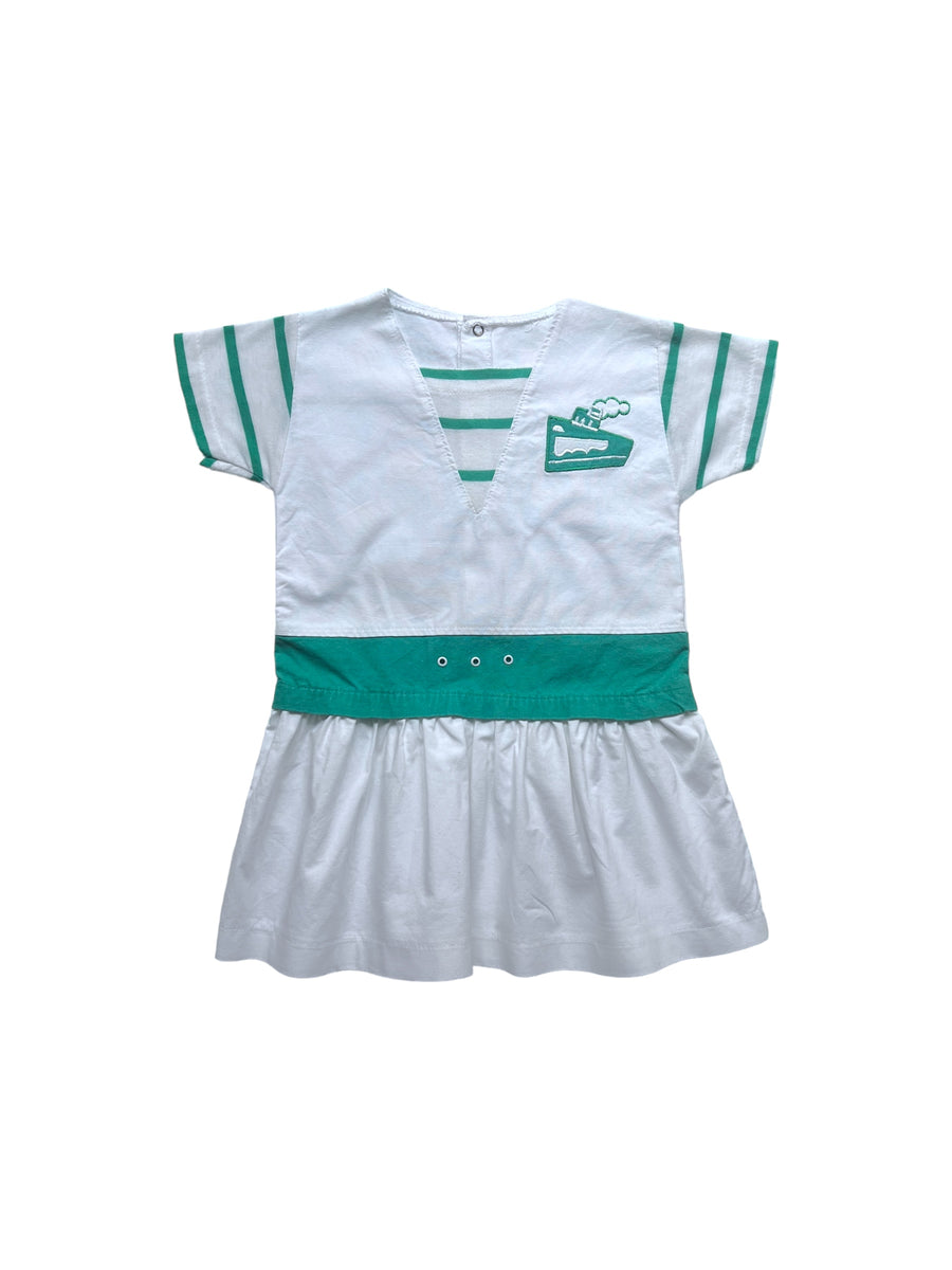 Robe marinière blanc & vert - 3 ans