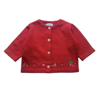 Gilet molleton brodé rouge - 6 mois