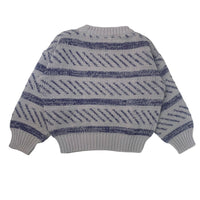 Pull jacquard gris et bleu - 3/4 ans