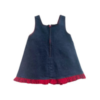 Robe denim froufrou rouge - 3/6 mois