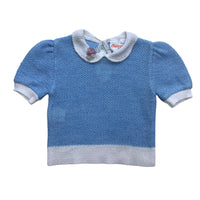 Ensemble tricot bleu col claudine - 3 mois