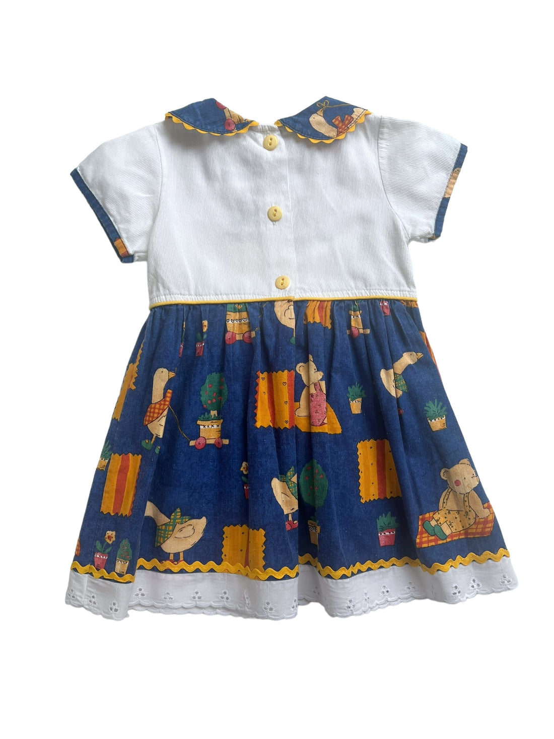 Robe bi-matière imprimée bleue - 24 mois