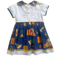 Robe bi-matière imprimée bleue - 24 mois