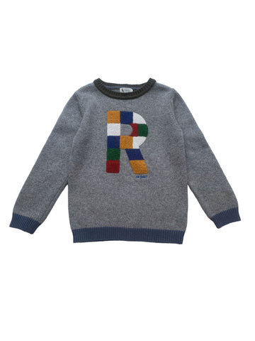 Pull patch bouclette gris - 6 ans