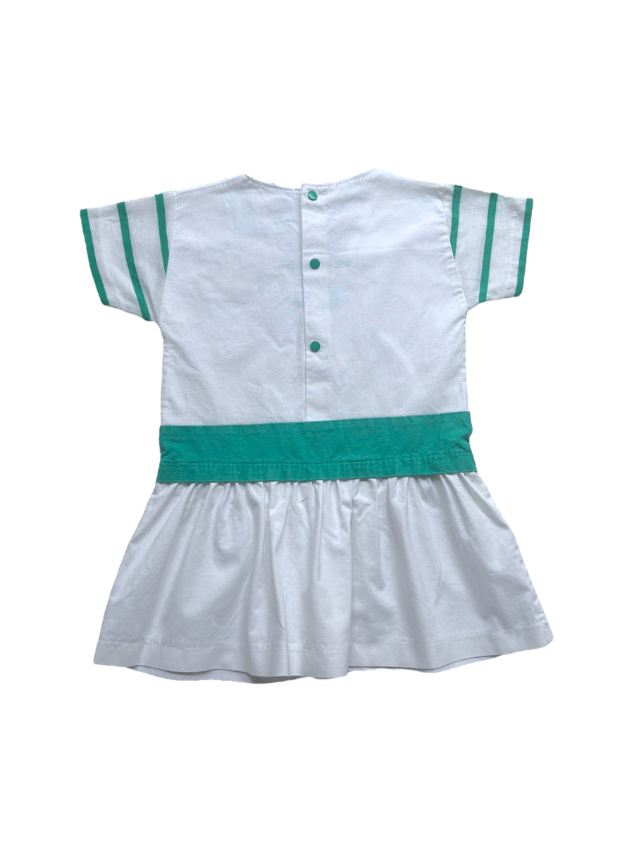 Robe marinière blanc & vert - 3 ans