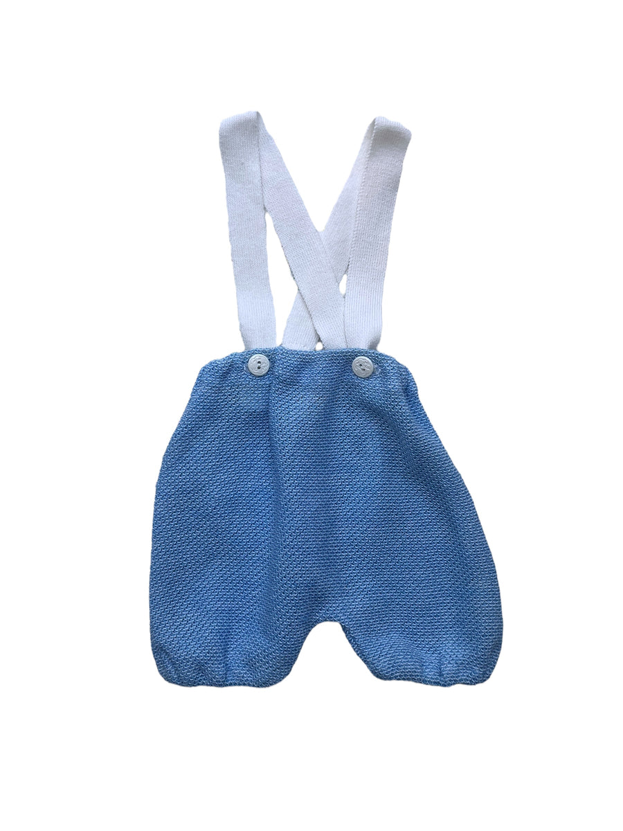 Ensemble tricot bleu col claudine - 3 mois