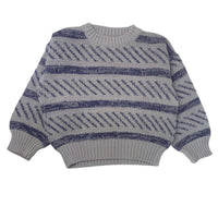 Pull jacquard gris et bleu - 3/4 ans