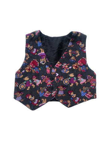 Gilet velours oursons fait main - 4/5 ans