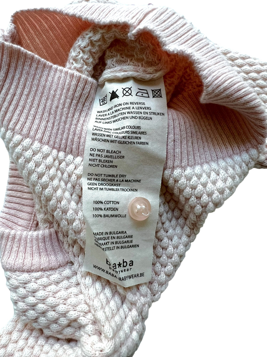 Gilet maille gaufrée rose - 1/3 mois