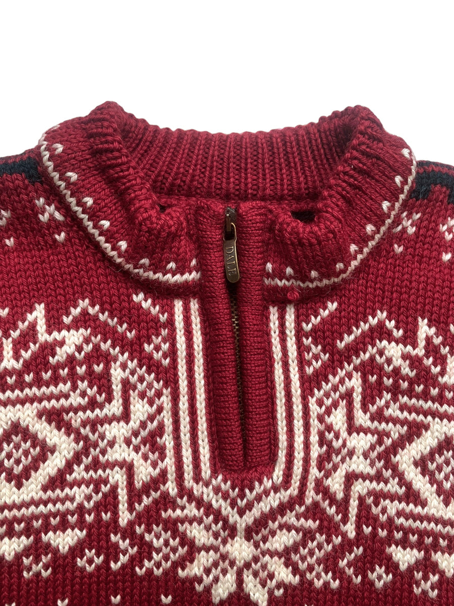 Pull norvégien en laine bordeaux - 6 ans