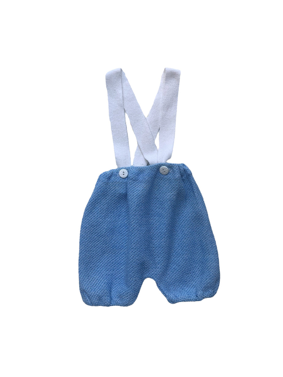 Ensemble tricot bleu col claudine - 3 mois