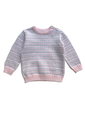 Pull jacquard rose - 9/12 mois