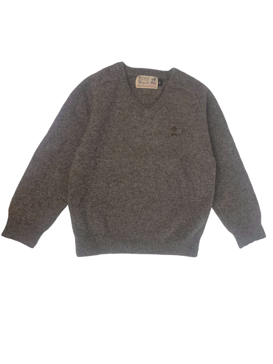 Pull col V laine gris - 4 ans