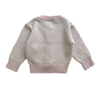 Gilet maille gaufrée rose - 1/3 mois